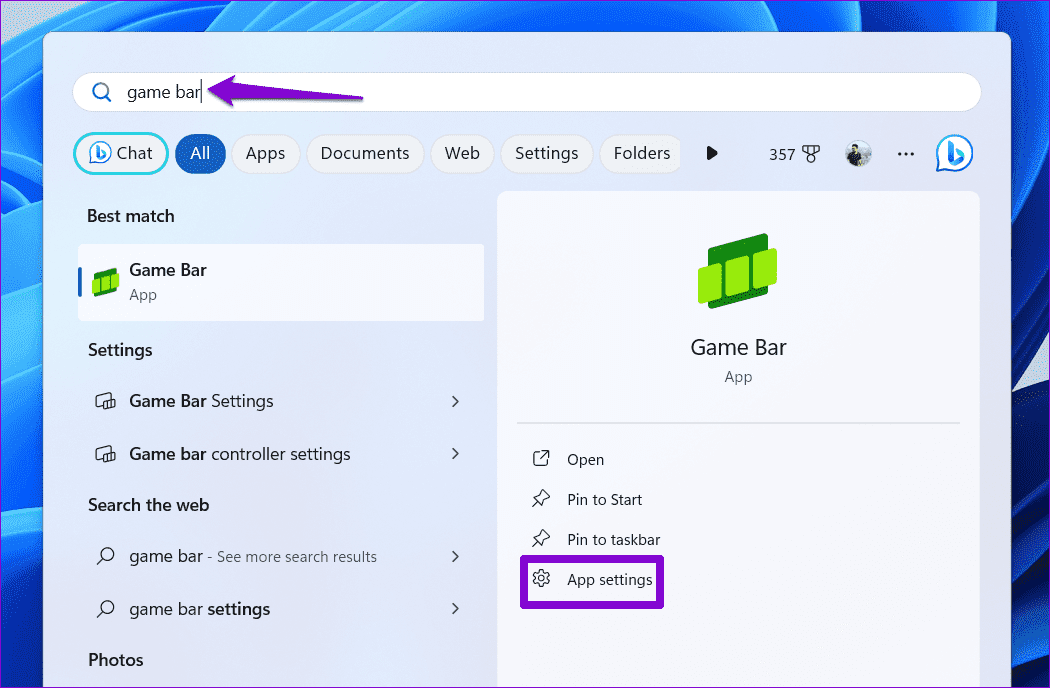 Open-Game-Bar-App-Settings أفضل 6 إصلاحات لخطأ "ميزات الألعاب غير متوفرة لسطح مكتب Windows".