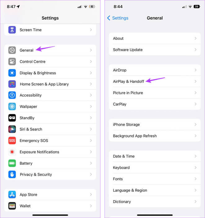 Open-Handoff-settings 9 طرق لمنع ظهور سجل المكالمات على جهاز iPhone آخر