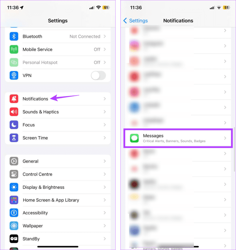 Open-Message-Notification-settings هل يمكنك إخفاء اسم المرسل في رسائل iPhone؟