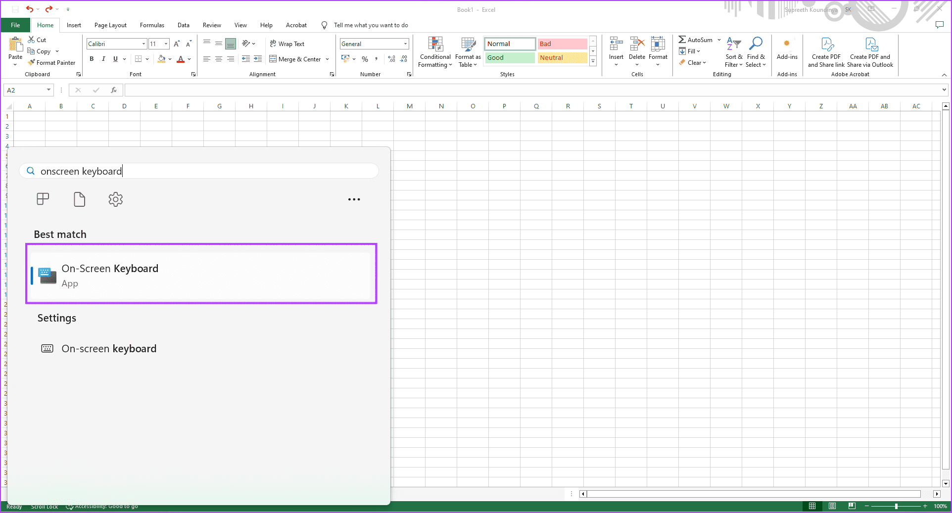 Open-On-Screen-Keybaord كيفية إيقاف تشغيل قفل التمرير في Excel على Windows وMac
