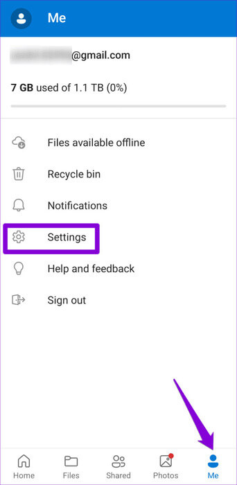 Open-OneDrive-Settings-on-Android-500x1024-1 أفضل 9 إصلاحات لعدم مزامنة تطبيق OneDrive على Android وiPhone