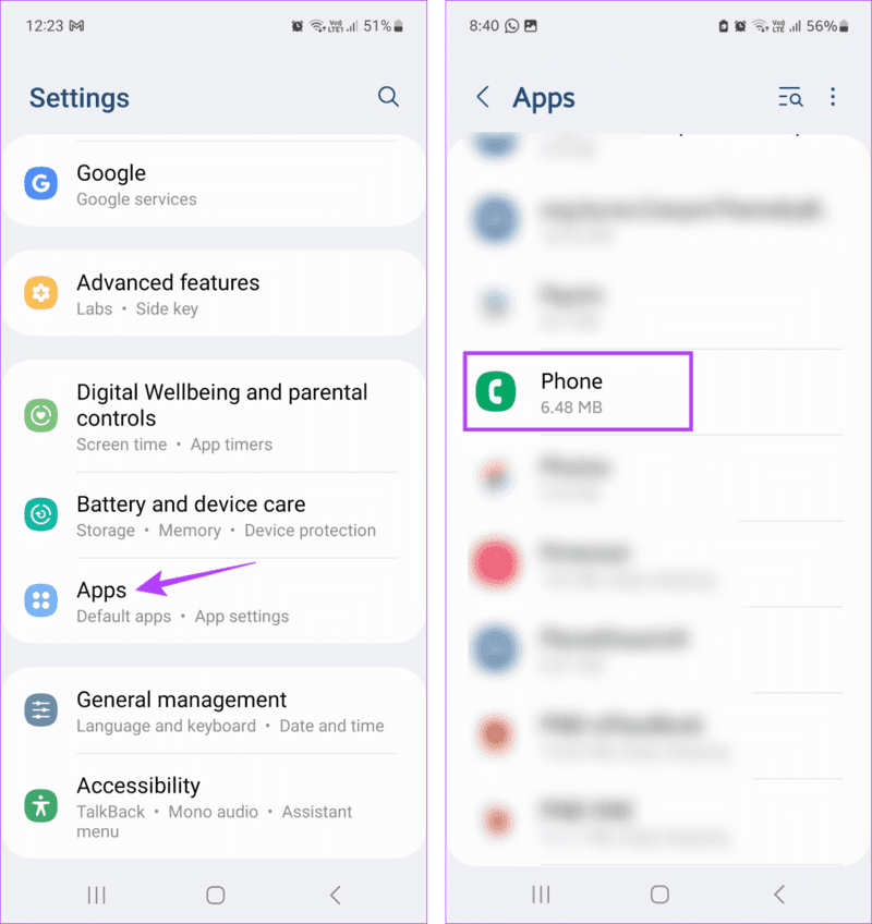 Open-Phone-app-settings 10 طرق لإصلاح مشكلة انقطاع المكالمات على هواتف Samsung Galaxy