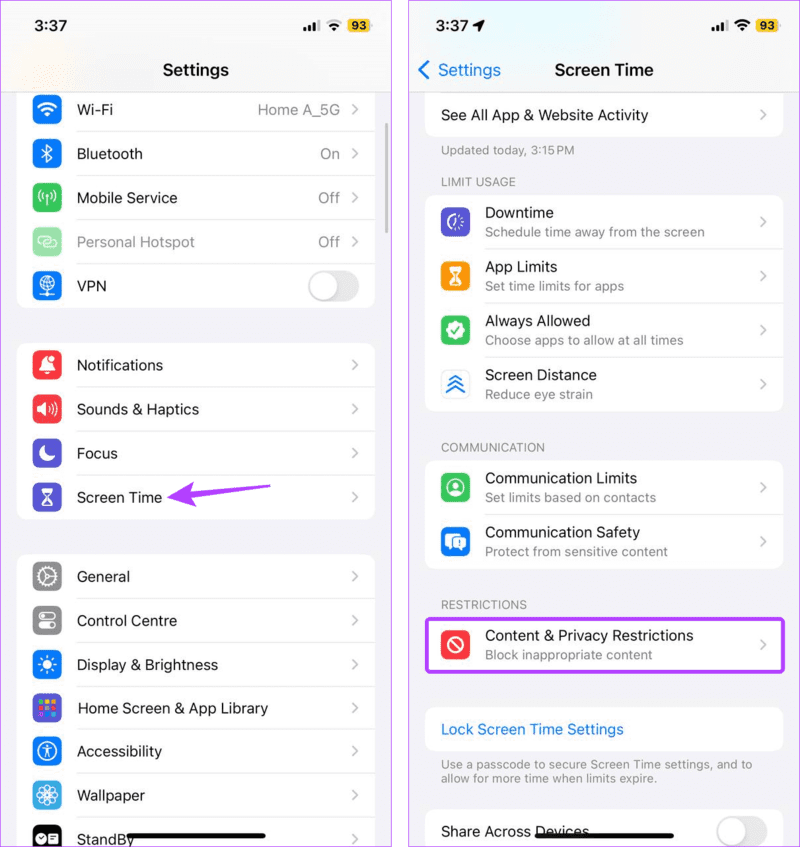 Open-Screen-time-settings-2 8 طرق للعثور على التطبيقات المخفية على iPhone