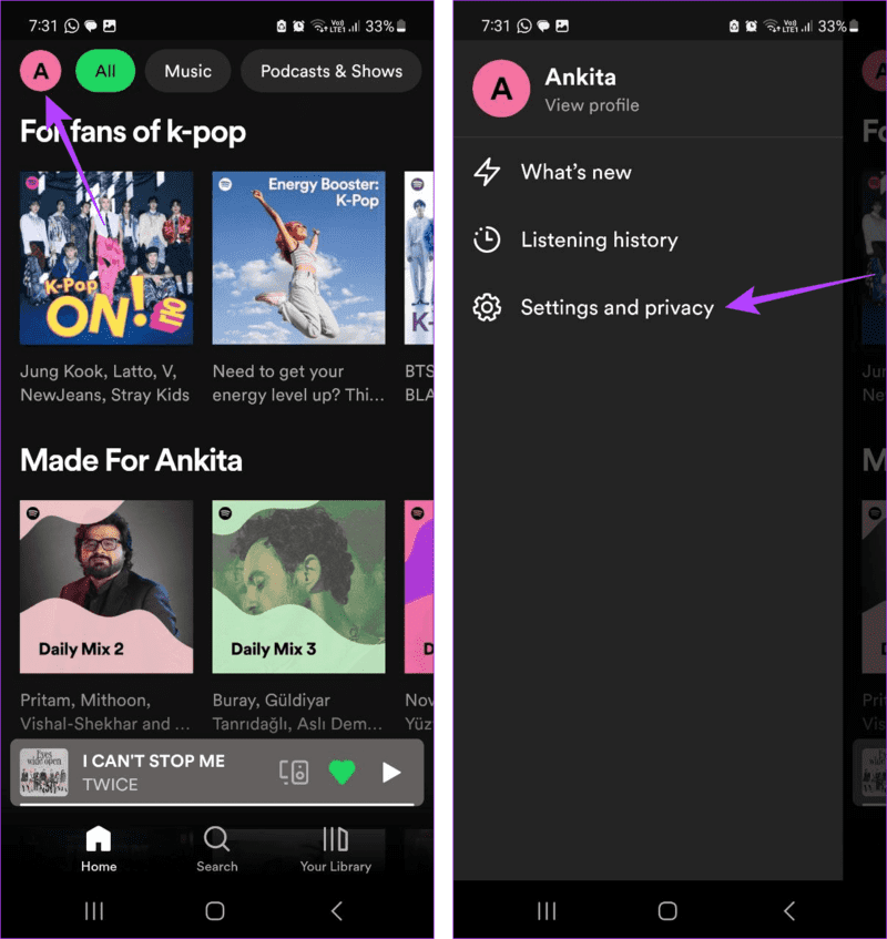 Open-Spotify-Settings-6 8 طرق لإصلاح ظهور الشاشة السوداء على أي جهاز عند استخدام Spotify