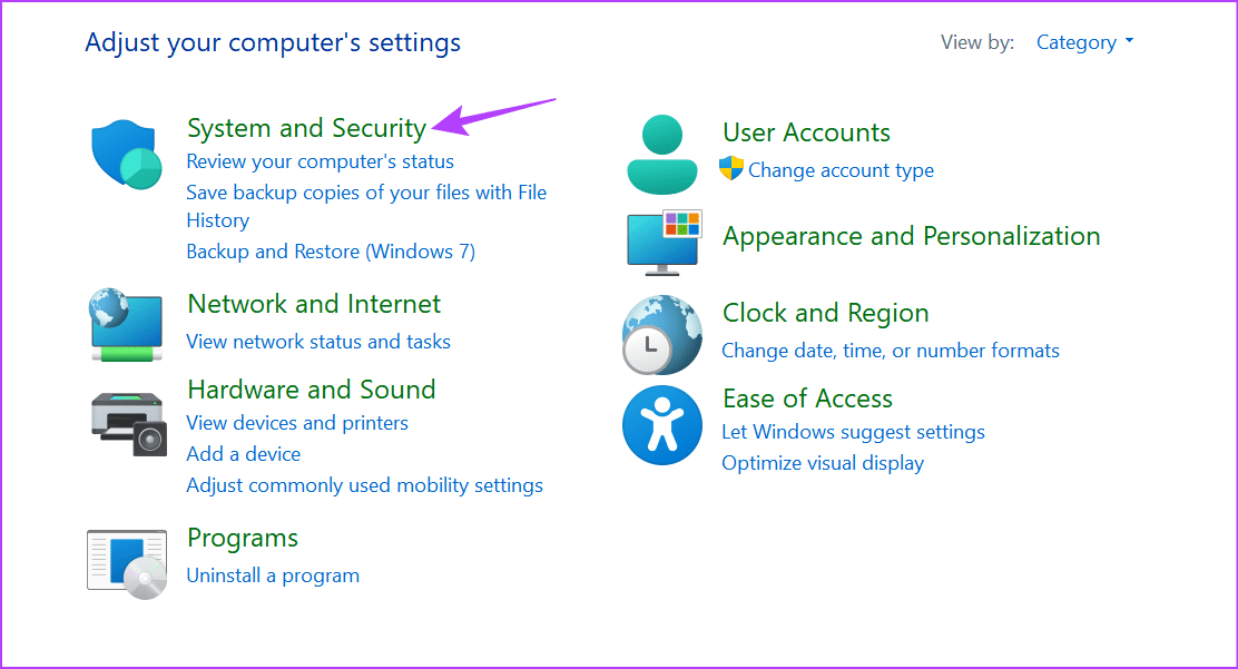Open-System-and-Security-settings كيفية تعطيل تعليق USB الانتقائي في Windows 11