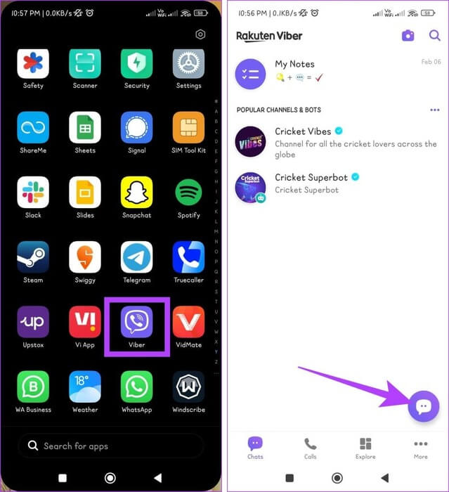 Open-Viber-and-tap-on-the-Chat-icon-935x1024-1 كيفية حظر أو إلغاء حظر شخص ما على تطبيق Viber