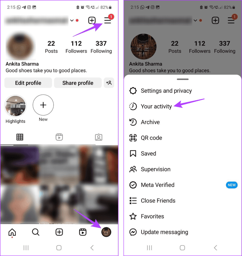 Open-Your-Activity-on-Instagram كيفية إيقاف تشغيل سجل الروابط على Instagram