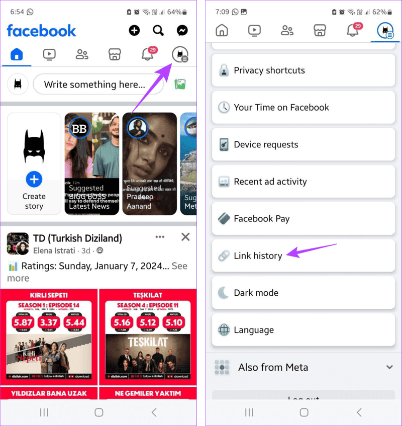 Open-link-history كيفية إيقاف تشغيل سجل الروابط في Facebook على هاتفك المحمول