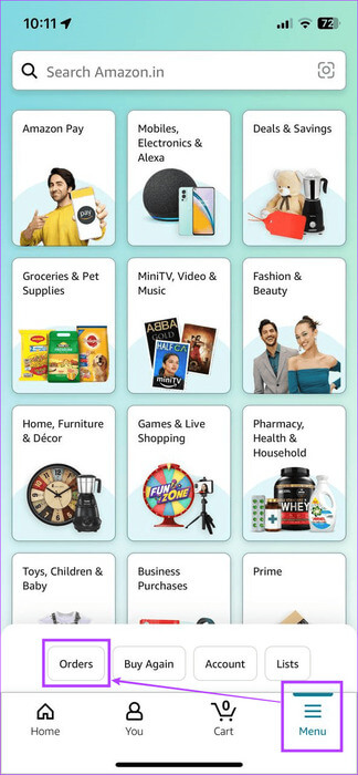 Open-orders-from-settings كيفية العثور عن سجل طلبات Amazon وتنزيله