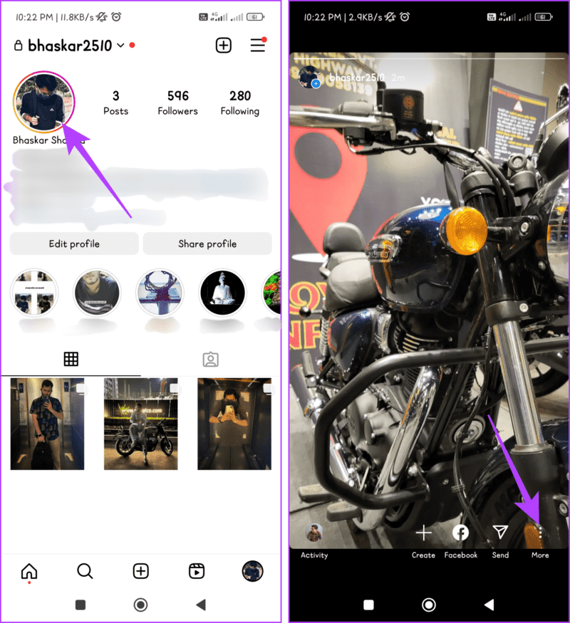 Open-your-Story-and-press-the-More-button-1405x1536-1 كيفية وضع علامة/إشارة إلى شخص ما في قصة Instagram دون ظهوره