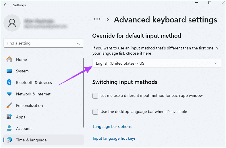 Overide-language هل تعاني من كتابة أحرف خاطئة على لوحة المفاتيح في Windows 11 إليك أفضل 4 إصلاحات