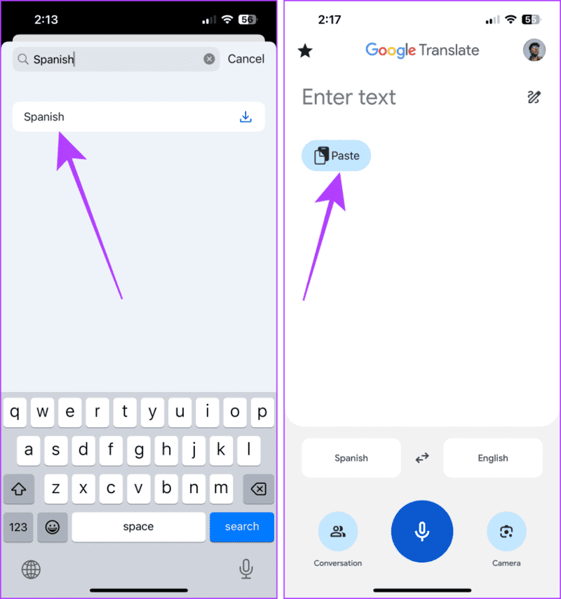 Paste-Text-into-Google-Translate-App-iPhone كيفية استخدام تطبيق Google Translate على iPhone