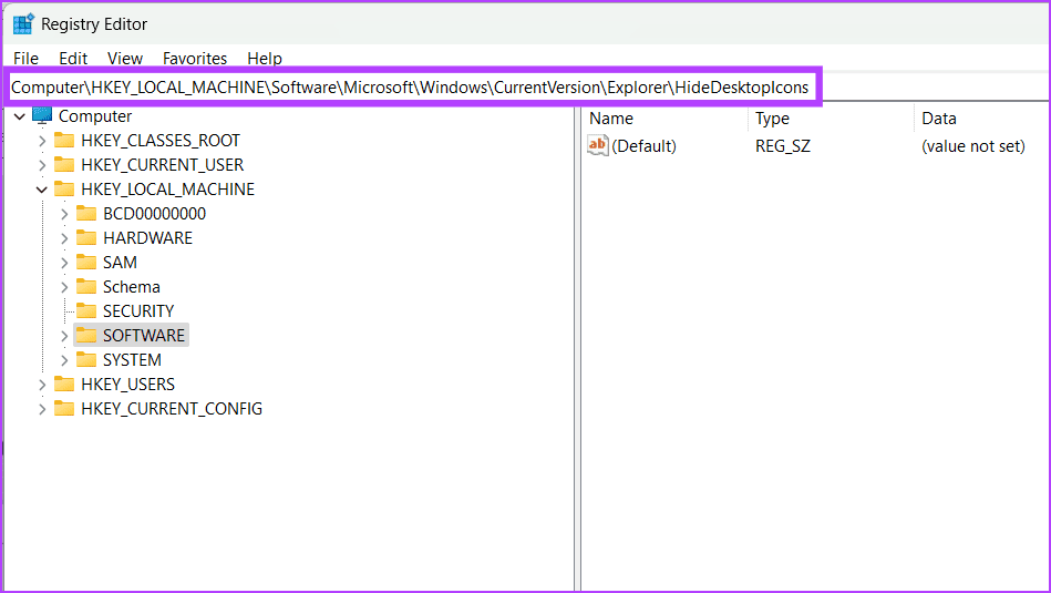 Paste-the-Registry-Editor-path-and-hit-Enter كيفية إخفاء أو حذف أيقونة سلة المحذوفات في Windows 11