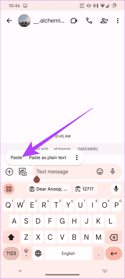 Paste-the-contents كيفية إعادة توجيه البريد الإلكتروني إلى هاتفك كنص باستخدام Gmail وOutlook