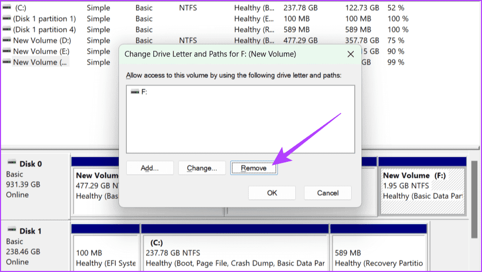Press-Remove-button كيفية إخفاء الملفات والمجلدات في Windows 11
