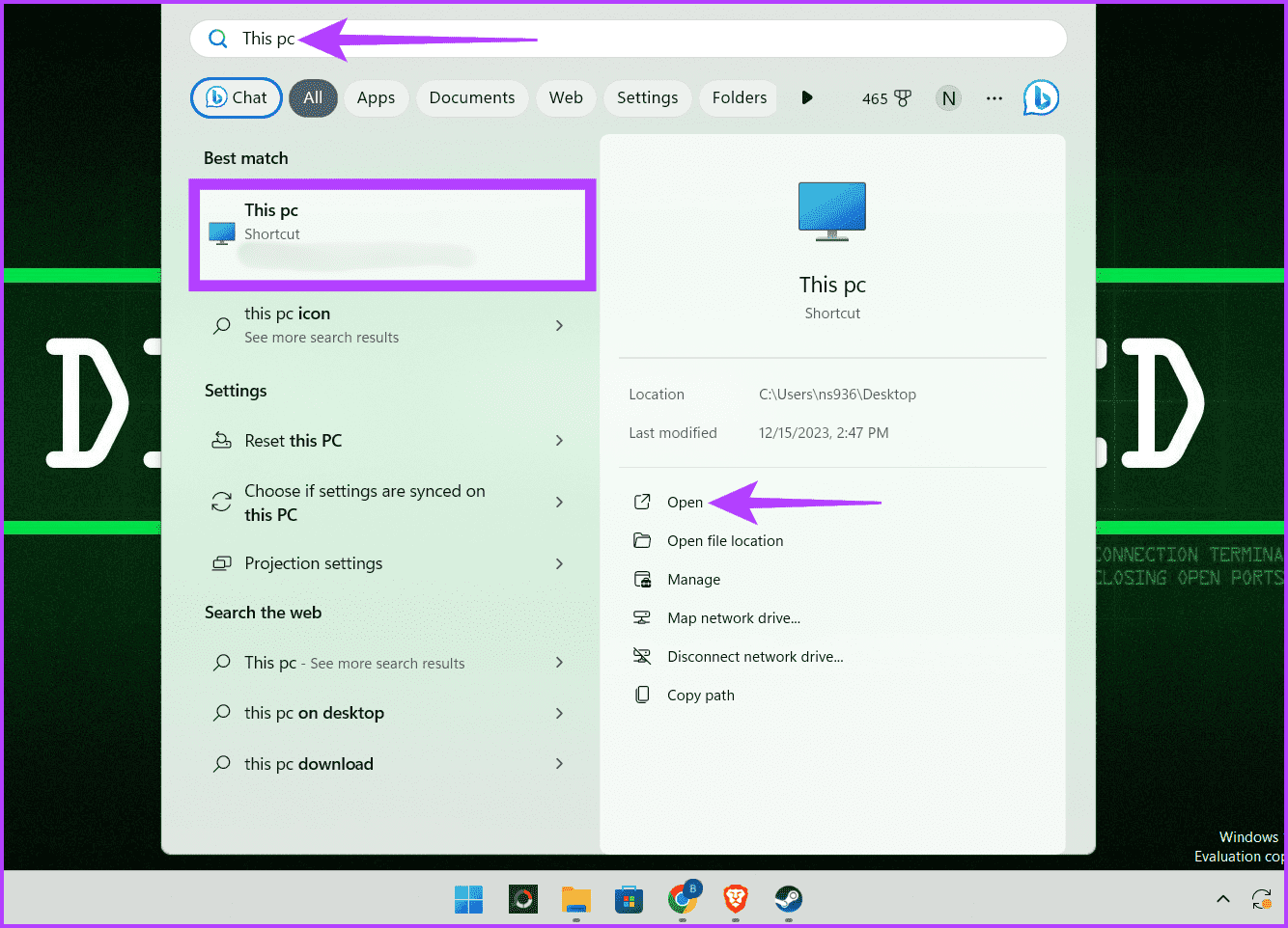 Press-Windows-S-type-This-PC-and-click-Open 10 طرق لإصلاح عدم عمل مشاركة العائلة لـ Steam على Windows 11