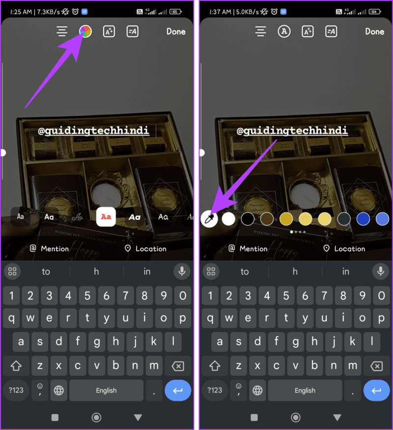 Press-the-Color-option-at-the-top-of-the-screen-and-tap-the-color-picker-1405x1536-1 كيفية وضع علامة/إشارة إلى شخص ما في قصة Instagram دون ظهوره