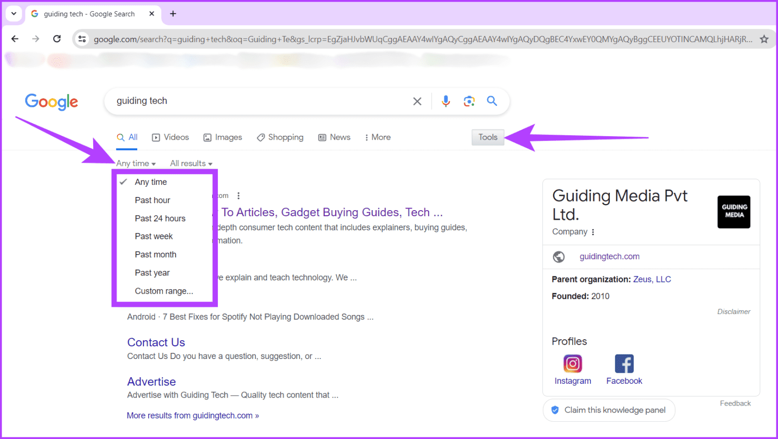 Press-the-tools-icon-click-the-dropdown-next-to-Any-time-and-select-a-time-range-1536x867-1 4 طرق سهلة للحصول على نتائج بحث Google حسب التاريخ