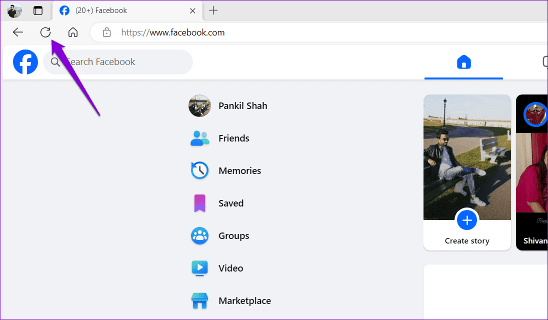 Refresh-Facebook-Page-on-Browser أفضل 9 إصلاحات لعدم القدرة على التعليق على منشورات Facebook