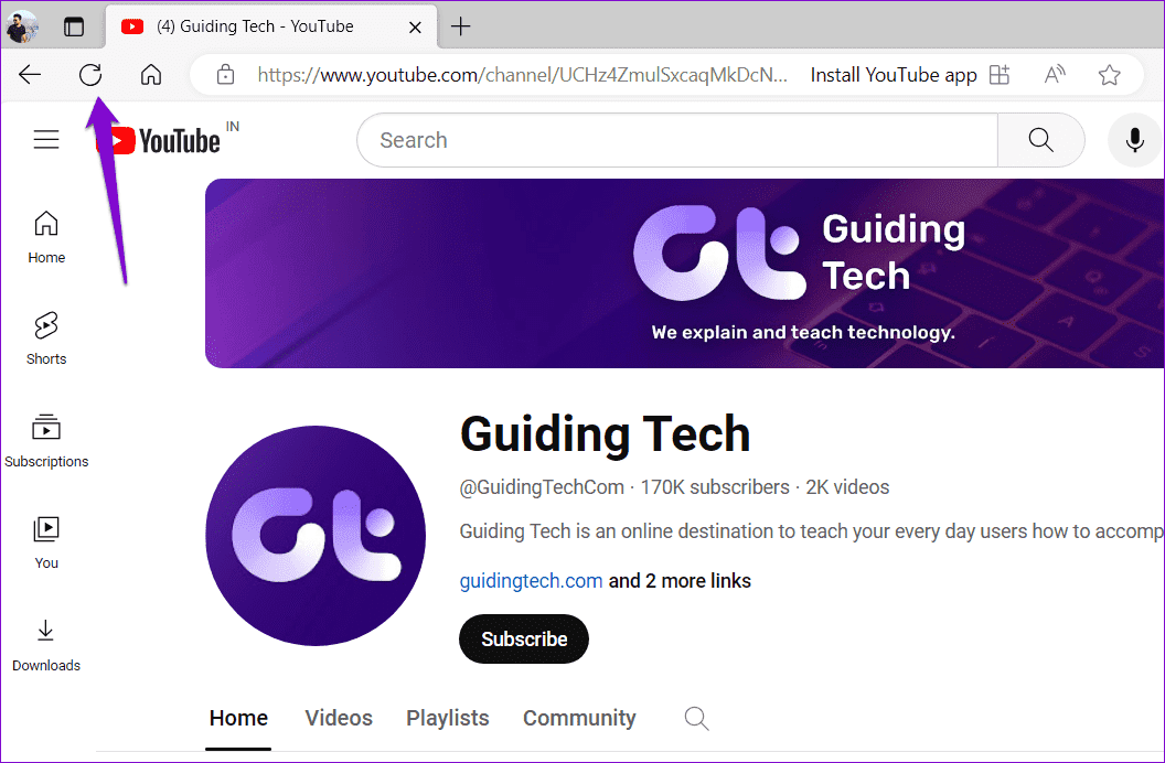 Refresh-YouTube-Page أفضل 10 إصلاحات لعدم إمكانية نشر التعليقات على مقاطع الفيديو على YouTube