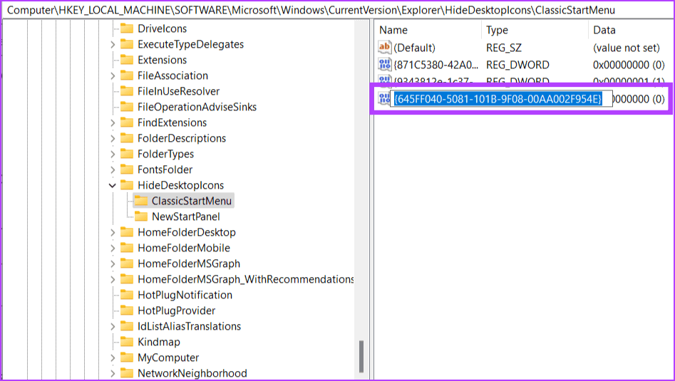 Rename-the-new-DWORD-file كيفية إخفاء أو حذف أيقونة سلة المحذوفات في Windows 11