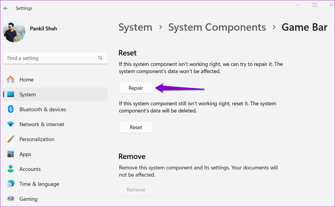 Repair-Game-Bar-on-Windows أفضل 6 إصلاحات لخطأ "ميزات الألعاب غير متوفرة لسطح مكتب Windows".