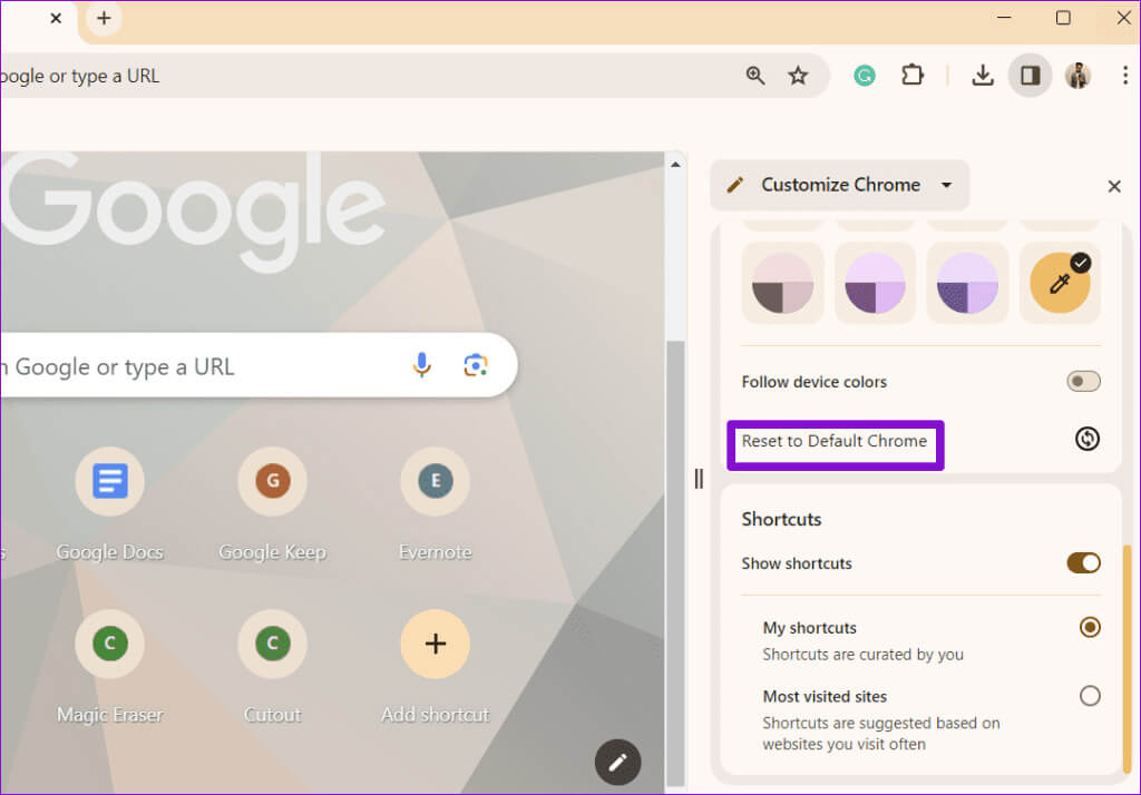 Reset-Chrome-Customizations-1024x714-1 أفضل 6 إصلاحات لاستمرار Google Chrome في تغيير السمات