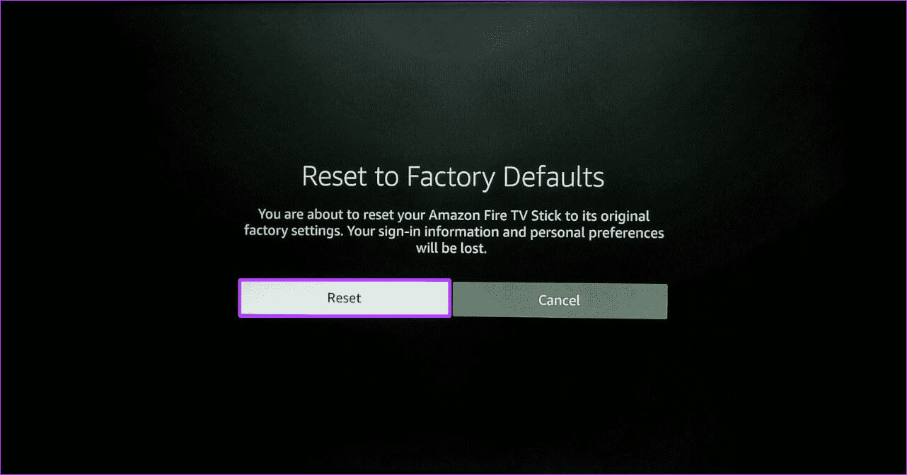 Reset-Fire-TV-Stick 8 طرق لإصلاح مشكلة توقف Fire TV Stick عند التحديث