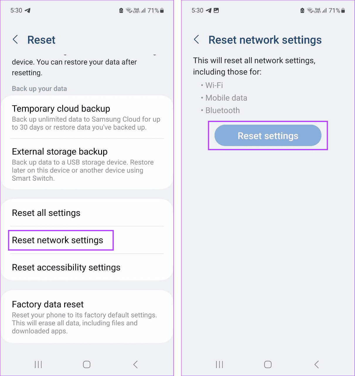Reset-Network-Settings-Android-7 7 طرق لإصلاح خطأ عند البدأ في تحسين التطبيق على Android