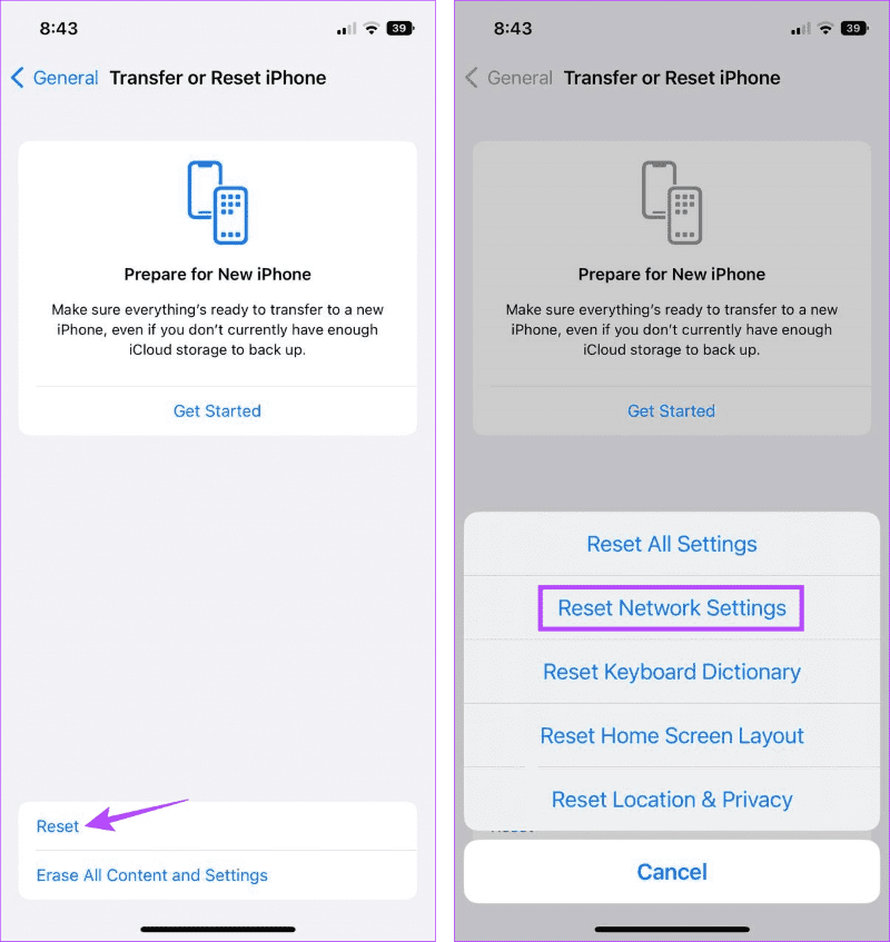 Reset-iPhone-Network-Settings-3 لماذا أتلقى نفس الرسائل النصية على جهازَي iPhone مختلفين؟