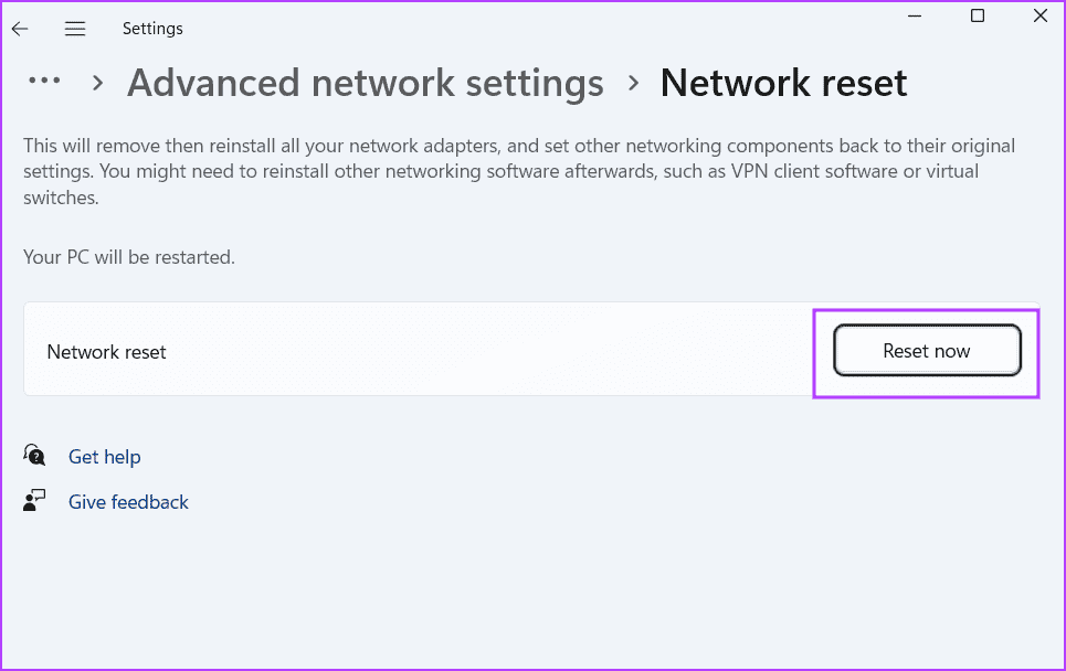 Reset-network-2-2 أفضل 9 طرق لإصلاح "رمز خطأ Roblox 524" في Windows 11