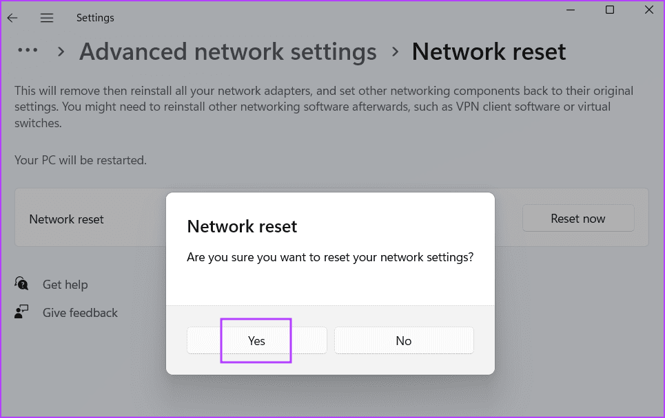Reset-network-3-1 أفضل 9 طرق لإصلاح "رمز خطأ Roblox 524" في Windows 11