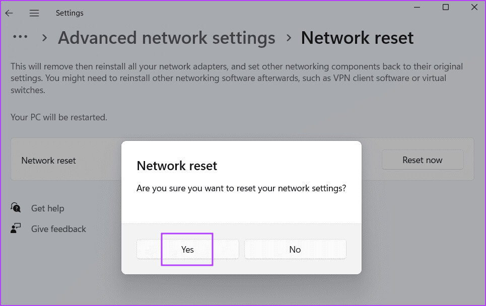 Reset-network-3 أفضل 9 إصلاحات لخطأ "هناك خطأ ما في الخادم الوكيل" في Chrome