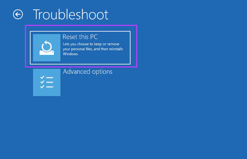 Reset-this-PC أفضل 5 إصلاحات لملف تعريف المستخدم التالف على Windows 11
