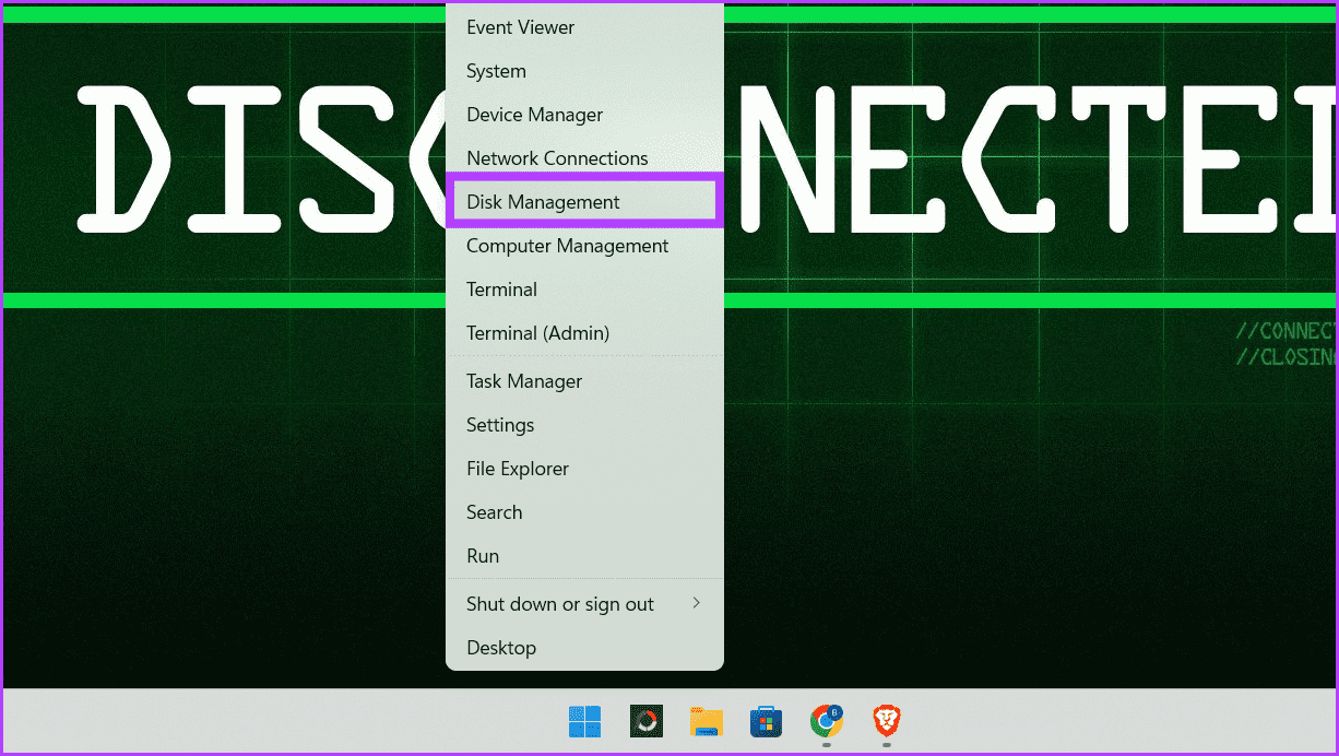 Right-click-on-the-Windows-icon-and-head-to-Disk-Management كيفية إخفاء الملفات والمجلدات في Windows 11