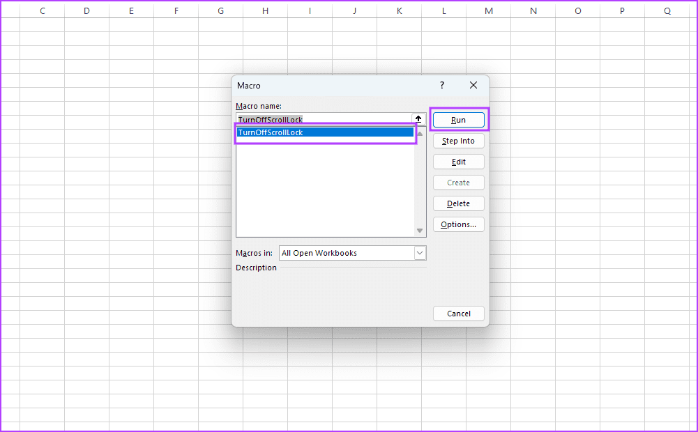 Run-Macro كيفية إيقاف تشغيل قفل التمرير في Excel على Windows وMac