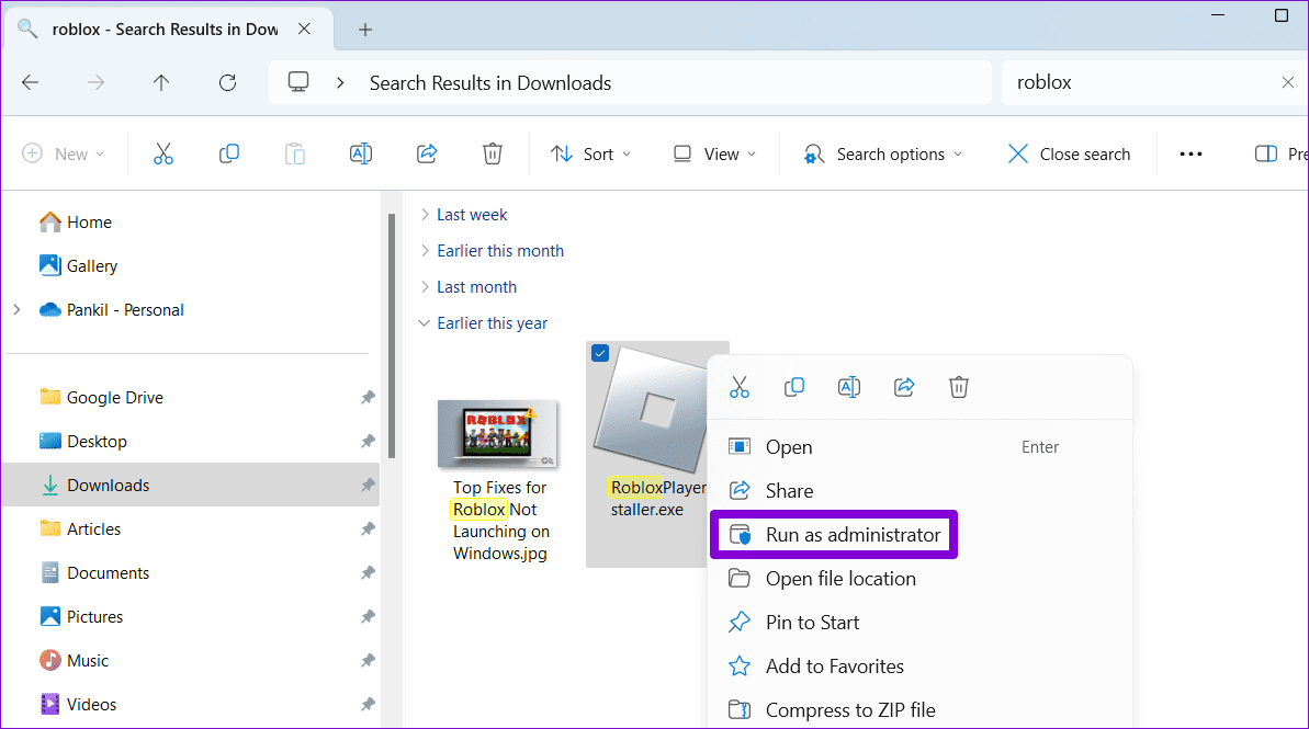 Run-Roblox-Installer-as-Admin-on-Windows أفضل 6 إصلاحات لعدم عمل أداة تثبيت Roblox على Windows