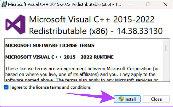 Run-the-visual-C-installer 5 طرق لإصلاح فشل تحميل مكونات OBS الإضافية على Windows