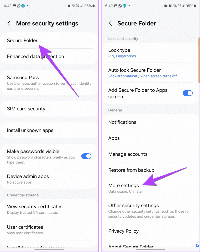 Samsung-Secure-folder-more-settings-1219x1536-1 كيفية حذف المجلد الآمن على هاتف Samsung وماذا سيحدث