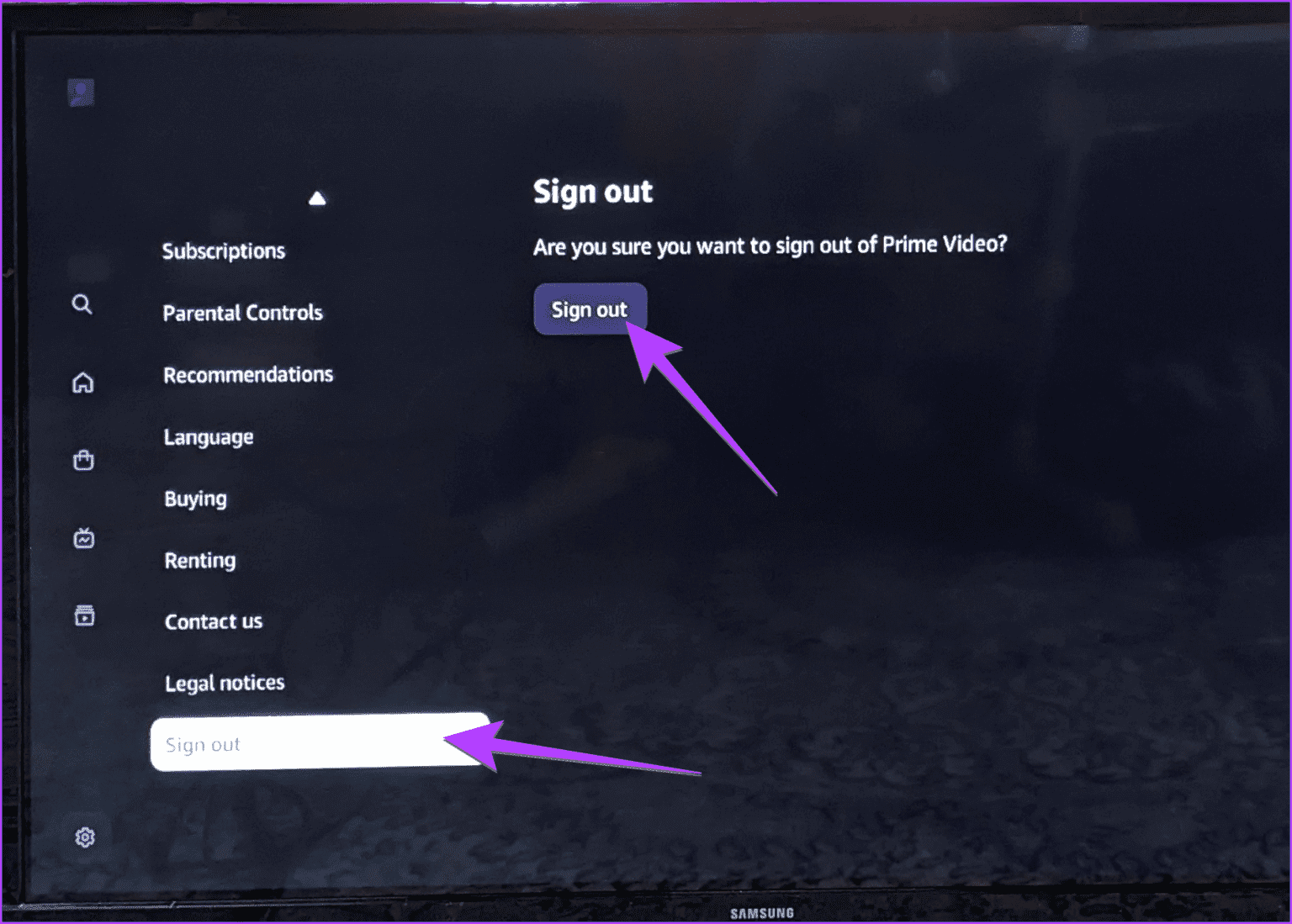 Samsung-TV-Amazon-Video-Sign-out-1536x1099-1 كيفية تغيير حساب Prime Video على Firestick والتلفزيون والهاتف المحمول