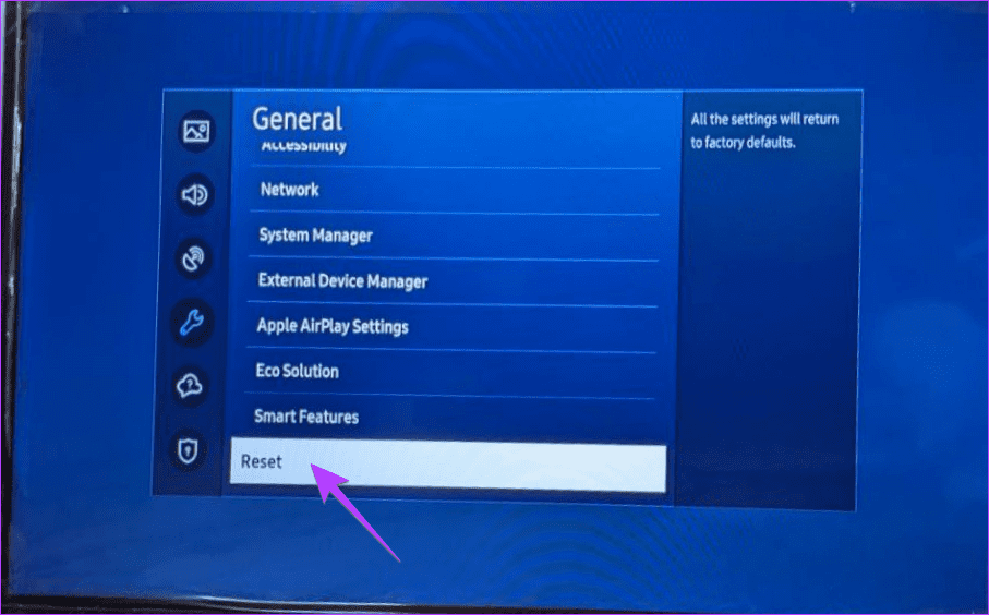 Samsung-TV-reset 13 طريقة لإصلاح عدم عمل تطبيق Apple TV على Samsung TV