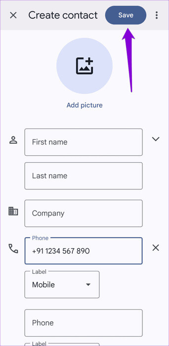 Save-Contact-on-Android-500x1024-1 أفضل 6 إصلاحات لعدم إظهار أسماء جهات الاتصال للمكالمات الواردة على Android
