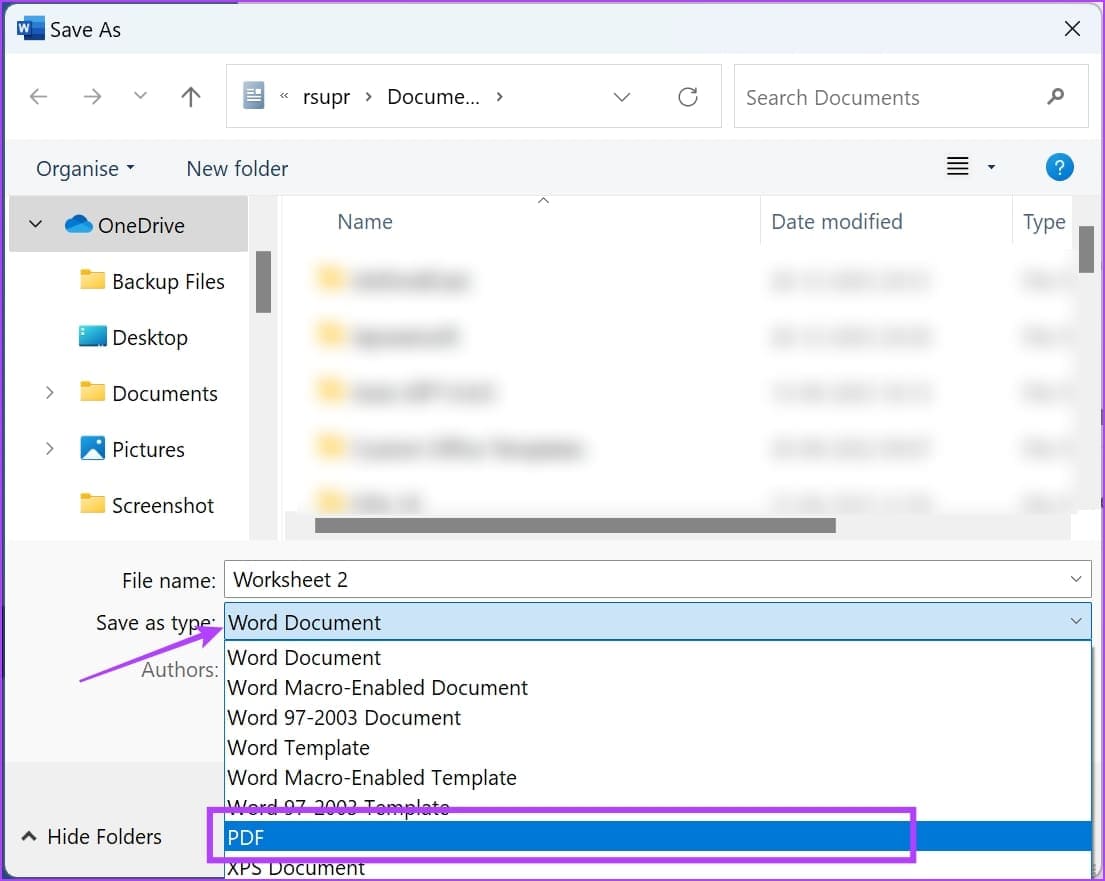 Save-as-Type كيفية حفظ مستند Word كملف PDF على Windows وMac