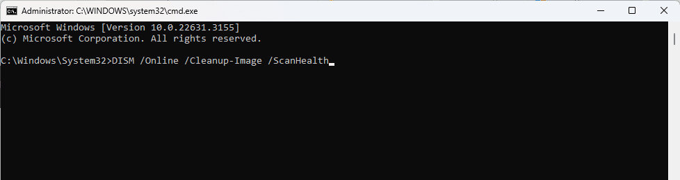 Scan-health-DISM أفضل 6 إصلاحات لخطأ Hypervisor في Windows 11