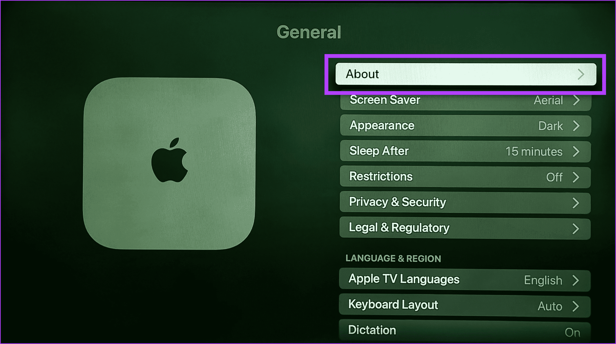Select-About-3-2048x1144-1 7 طرق للعثور على الرقم التسلسلي لـ Apple TV