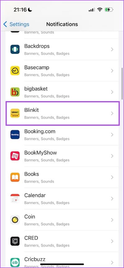 Select-App-to-Turn-Off-Notifications كيفية إيقاف تشغيل الإشعارات للتطبيقات على iPhone
