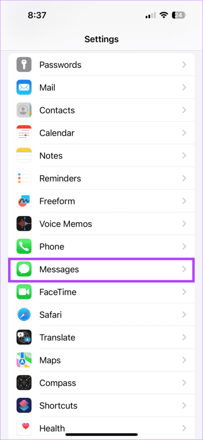 Select-Messages-Settings كيفية إيقاف حفظ الصور من الرسائل إلى ألبوم كاميرا iPhone