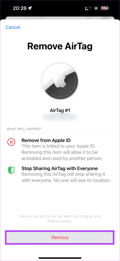 Select-Remove-1 6 طرق لإصلاح عدم ظهور AirTags في Find My