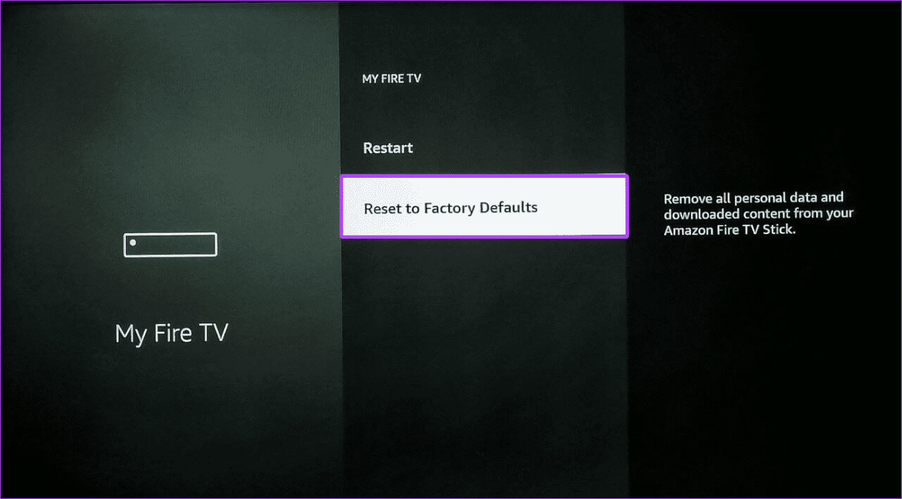 Select-Reset-on-Fire-TV-Stick 8 طرق لإصلاح مشكلة توقف Fire TV Stick عند التحديث
