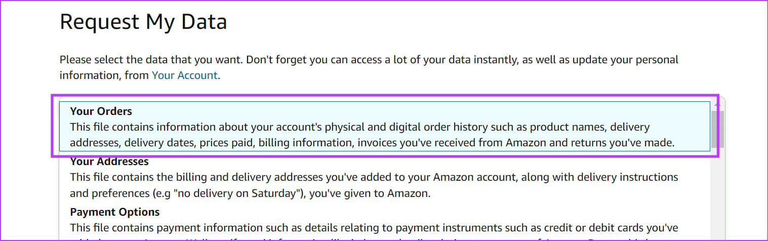 Select-orders كيفية العثور عن سجل طلبات Amazon وتنزيله